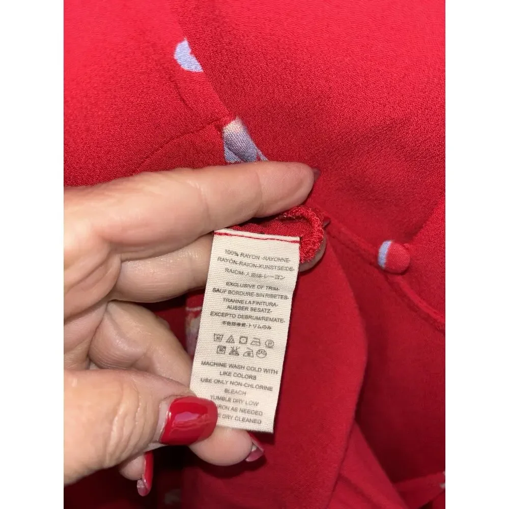 Free People Medium Time on My Side Red Floral Wrap Dress